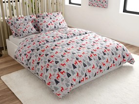 Flanel ágynemű RED DEERS AND TREES fehér Ágyneműhuzat mérete: 2 db 70 x 90 cm | 200 x 220 cm