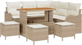 vidaXL Kerti Kanapé Szett párnával tárolóval 9 pcs Beige és krém