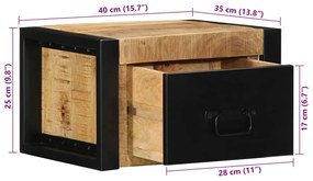 Éjjeli szekrények 2 db tömör nyersfa mangó 40x35x25 cm