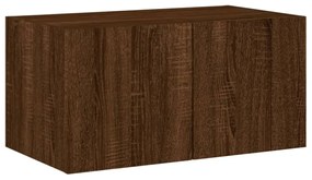 barna tölgyszínű fali TV-szekrény LED-del 60x35x31 cm
