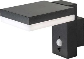 Kültéri LED-es napelemes fali lámpa mozgásérzékelővel fekete V-tac