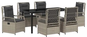 vidaXL Kert étkező szett 7 pcs Világosszürke polirattan