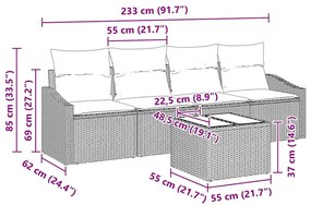 Kerti Kanapé Szett párnával 5 pcs Fekete 55 x 55 x 37 cm