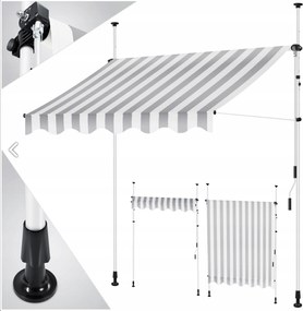 Összecsukható 200 x 300 cm Kesser Szövet Szürke-Fehér Csíkos