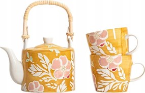 Cerri mustársárga virágos teáskészlet 3 db-os Homla