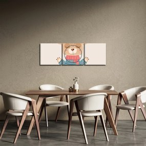 Kép - Bézs mackó koronával (órával) (90x30 cm)