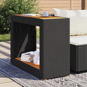 fekete polyrattan falapos kerti asztal 100x40x75 cm