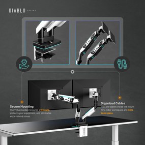 Képernyőállvány két 49 hüvelykes monitorhoz, fehér-fekete X-Arm Dual RGB