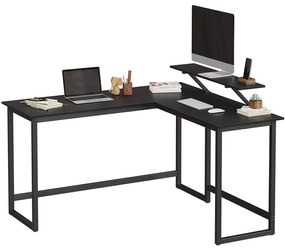 Sarok íróasztal, L alakú számítógép asztal monitor állvánnyal