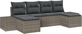vidaXL Kerti Kanapé Szett párnával 6 pcs Szürke polirattan