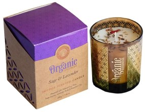 Szerves gyertya Sage & Lavender 200 g üvegbenaranyfóliával