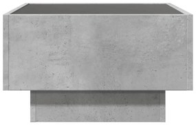 betonszürke szerelt fa dohányzóasztal LED-del 50 x 50 x 30 cm
