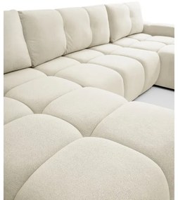 ALMADA U alakú kárpitozott ülőgarnitúra, ággyá alakítható, tárolóhellyel, bézs