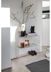 Fényes ezüstszínű fém fali könyvespolc 70x30 cm Wire – Mette Ditmer Denmark