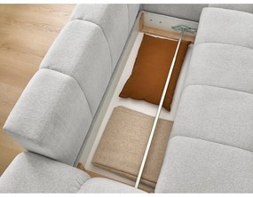 Világosszürke zsenília kinyitható-tárolóhelyes sarokkanapé (jobb oldali-heverő résszel) Everest – Bobochic Paris