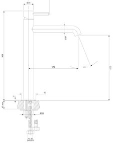OMNIRES Y1212BLGL - Mosdócsap Y 30,8 cm félmatt fekete/fényezett arany