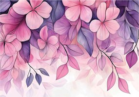 Fotótapéta levelek 3D Hatás virágok Modern elegáns nappali hálószoba Loft