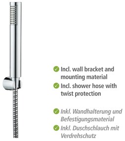 Fényes ezüstszínű zuhanyfej csővel Basic Line – Wenko