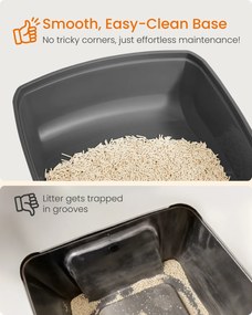 Macskaalom doboz, magas oldalfallal, nyitott, szürke 54x42x38cm