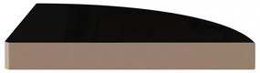 2 db magasfényű fekete MDF lebegő sarokpolc 35 x 35 x 3,8 cm