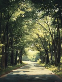 Vászonkép Canvas Tájkép Természet Fák Sikátor Út Nap Nyár 60x80