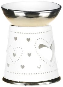 Porcelán aromalámpa Hearts, arany-fehér, 10 x 13 x10 cm