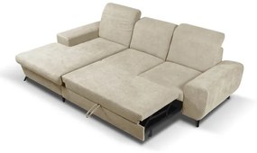 ALTA balos kivitelű, ággyá nyitható L-alakú kárpitozott sarokülőgarnitúra tárolóval, bézs