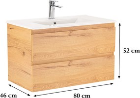 Vario Forte 80 alsó szekrény mosdóval tölgy-tölgy