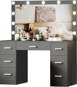 Nagy fésülködőasztal világítással 80 x 40 x 110cm fekete