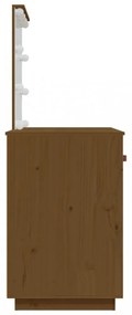 mézbarna tömör fenyőfa fésülködőasztal LED-del 95x50x133,5 cm