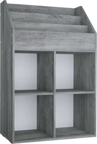 vidaXL betonszürke szerelt fa gyerek újságtartó 71 x 30 x 114 cm