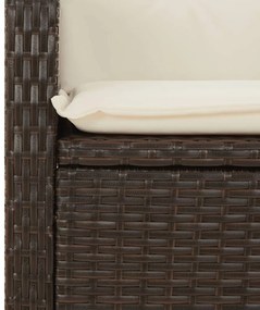 barna polyrattan dönthető kerti pad párnával