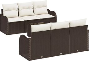 vidaXL Kerti Kanapé Szett Barna 55 x 55 x 37 cm polirattan