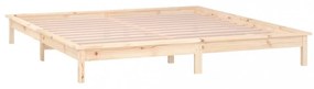King Size tömör fa LED-es ágykeret 150 x 200 cm