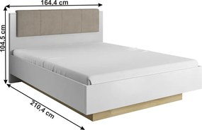 Ágy ágyneműtartóval, fehér/grandson tölgy/fehér magas fényű, CITY