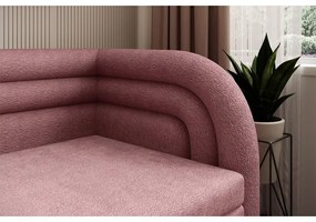 Rózsaszín zsenília kinyitható-tárolóhelyes kanapé jobb oldali 223 cm Fabillo – ELTAP