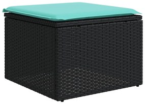 8 részes fekete polyrattan kerti ülőgarnitúra párnával