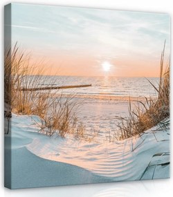 Vászonkép 40x40 Naplemente tengerpart tenger homok nyugalom pihenés természet harmónia