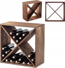 Bortartó Állvány Fa 32 Palack Alkoholos Szekrény Polc Ajándék 52cm