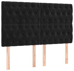 fekete bársony LED-es fejtámla 144x7x118/128 cm