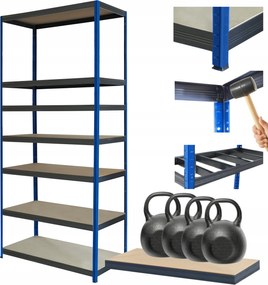 Tárolószekrény fém állvány Helios 270x90x35cm 7Px400kg Tömör Kék