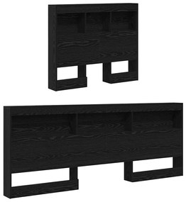 Tároló fejtámla polcokkal fejtámlával Musta tammi 75 cm Faanyag