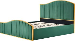 Ágy ráccsal, 160x200, zöld Velvet szövet/gold arany króm, GEORGIA