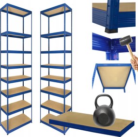 Tárolószekrény fém állvány Helios 270x30x30cm 8Px175kg Tömör Kék