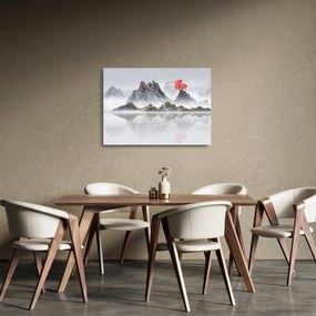 Kép - Hegyek a ködben (üvegen) (70x50 cm)
