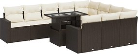 vidaXL 11 részes barna polyrattan kerti ülőgarnitúra párnákkal