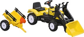 HOMCOM Pedáltraktor Traillerral és Állítható Munkagép Gyerekeknek 3 Éves Kortól Sárga | Aosom