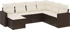 vidaXL 7 részes barna polyrattan kerti ülőgarnitúra párnákkal