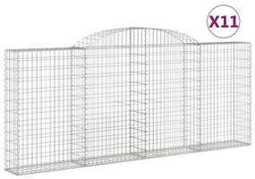 11 db íves horganyzott vas gabion kosár 300x30x120/140 cm