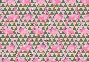 Flizelin fotótapéta Flamingók Geometria Rózsaszín Elegáns 254x184 +ragasztó